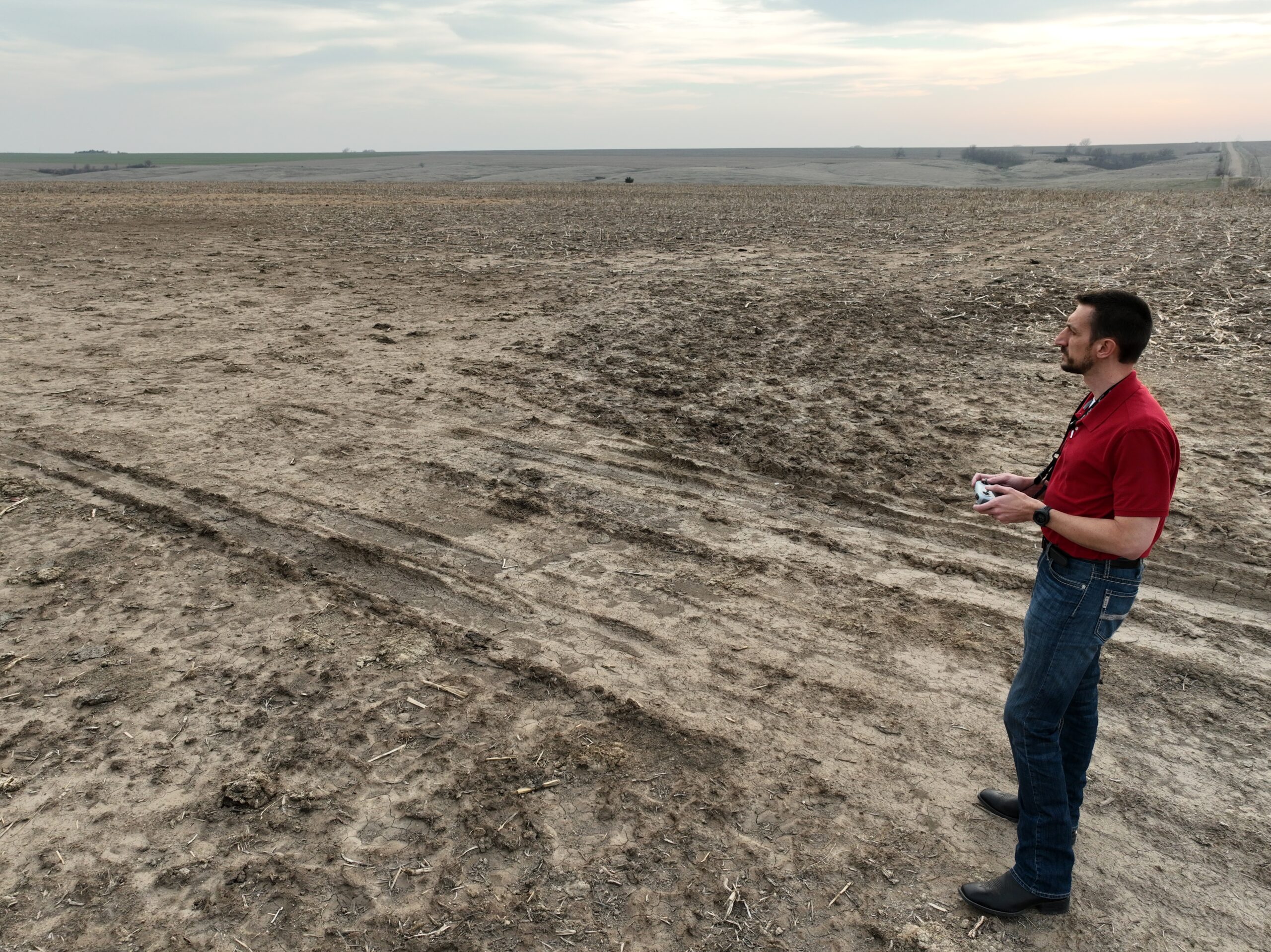 Mike Wilken Appraiser ara using drone technology in the field at Agri Affiliates kearney
