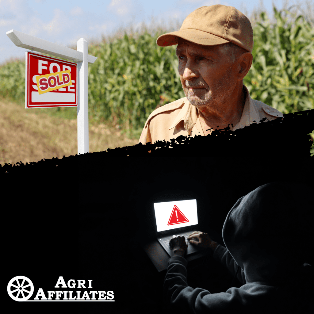land sales scammer graphic by agri affiliates